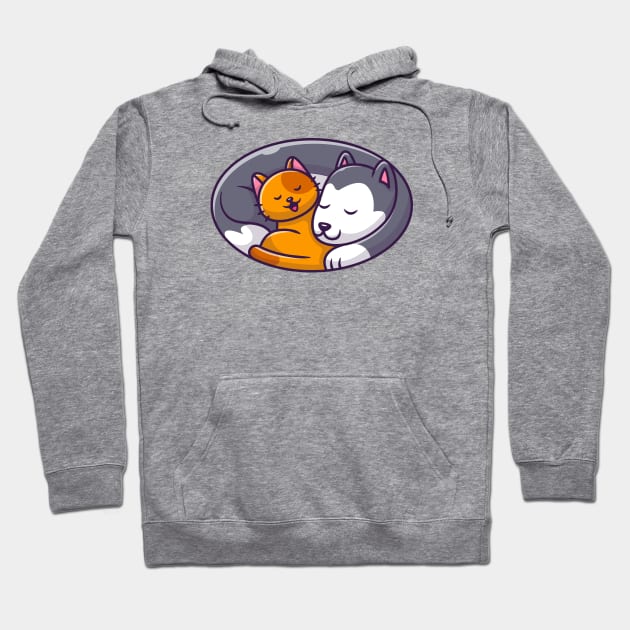 Cute Cat And Dog Sleeping Logo Hoodie by Catalyst Labs